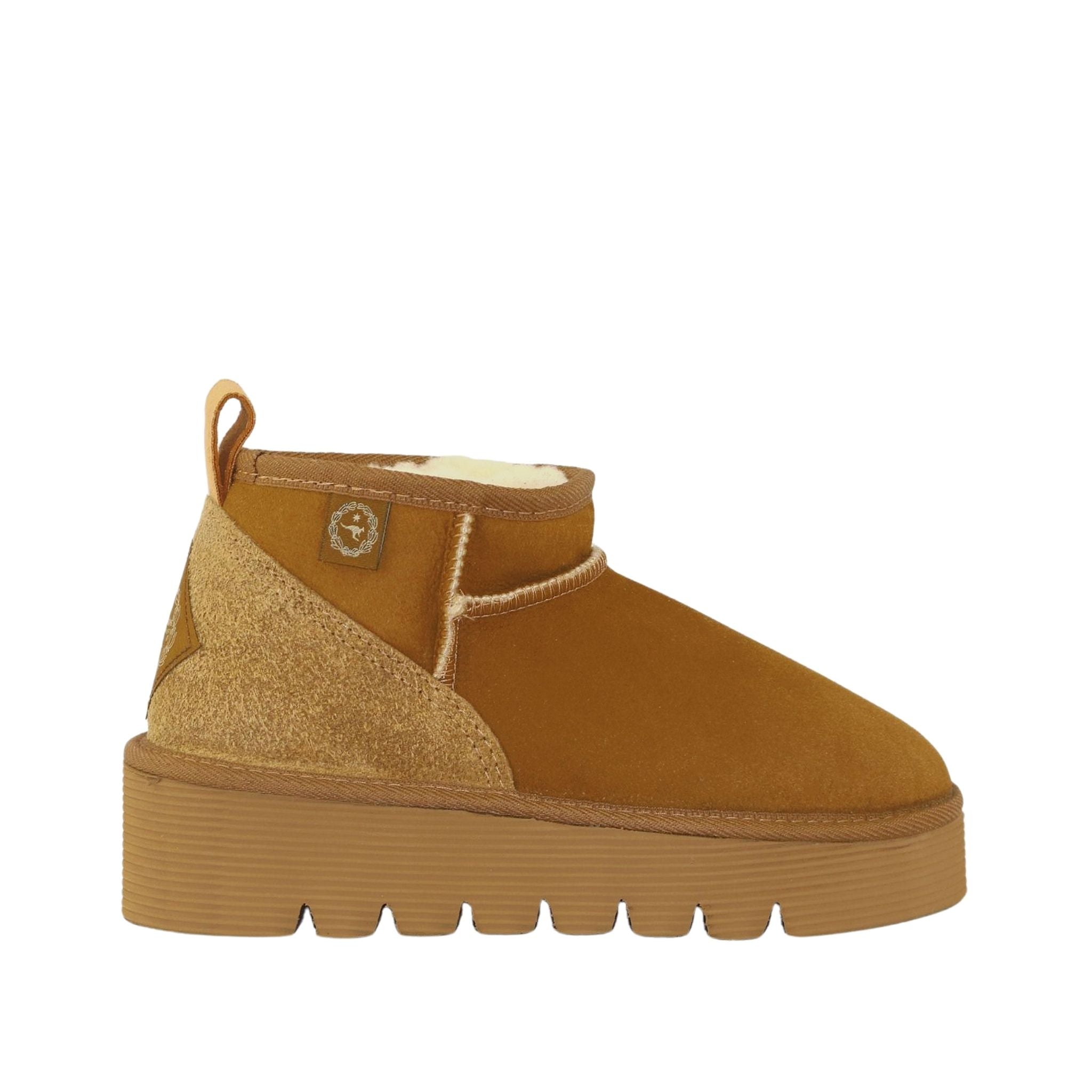 Sheepskins Downunder Platform Ultra Chestnut Side Womens Australian Made Sheepskin UGG Boot