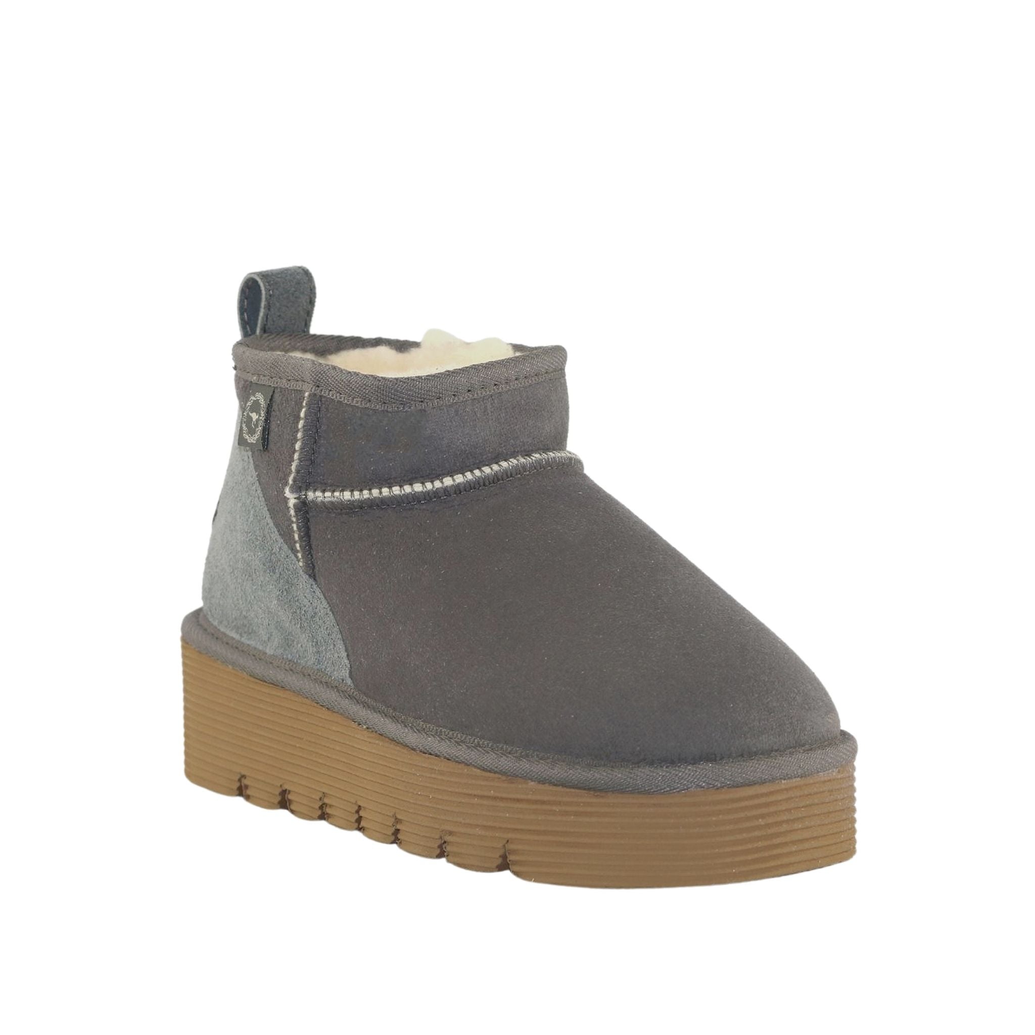 Sheepskins Downunder Platform Ultra Grey Front 120 Womens Australian Made Sheepskin UGG Boot