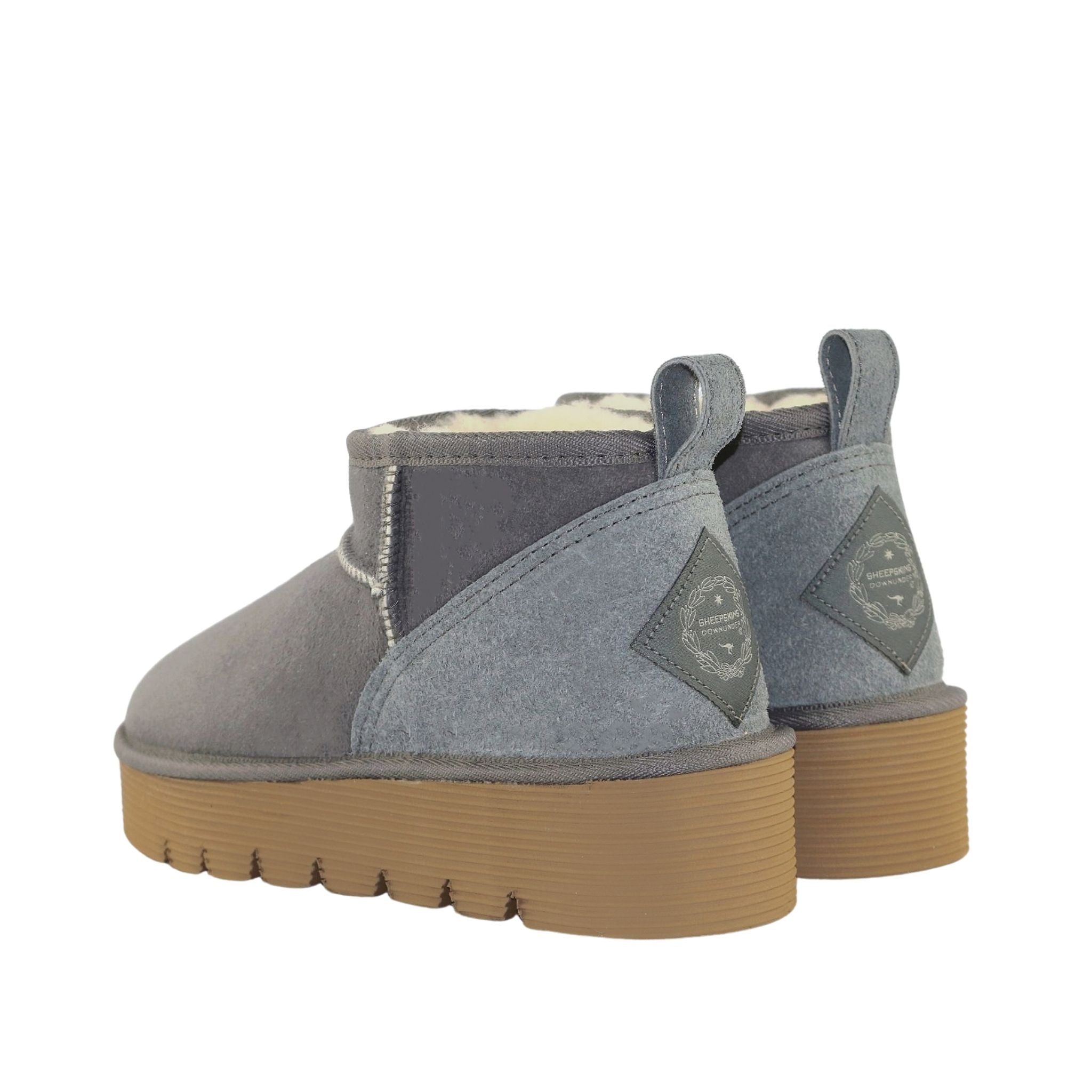 Sheepskins Downunder Platform Ultra Grey Pairs Back Womens Australian Made Sheepskin UGG Boot