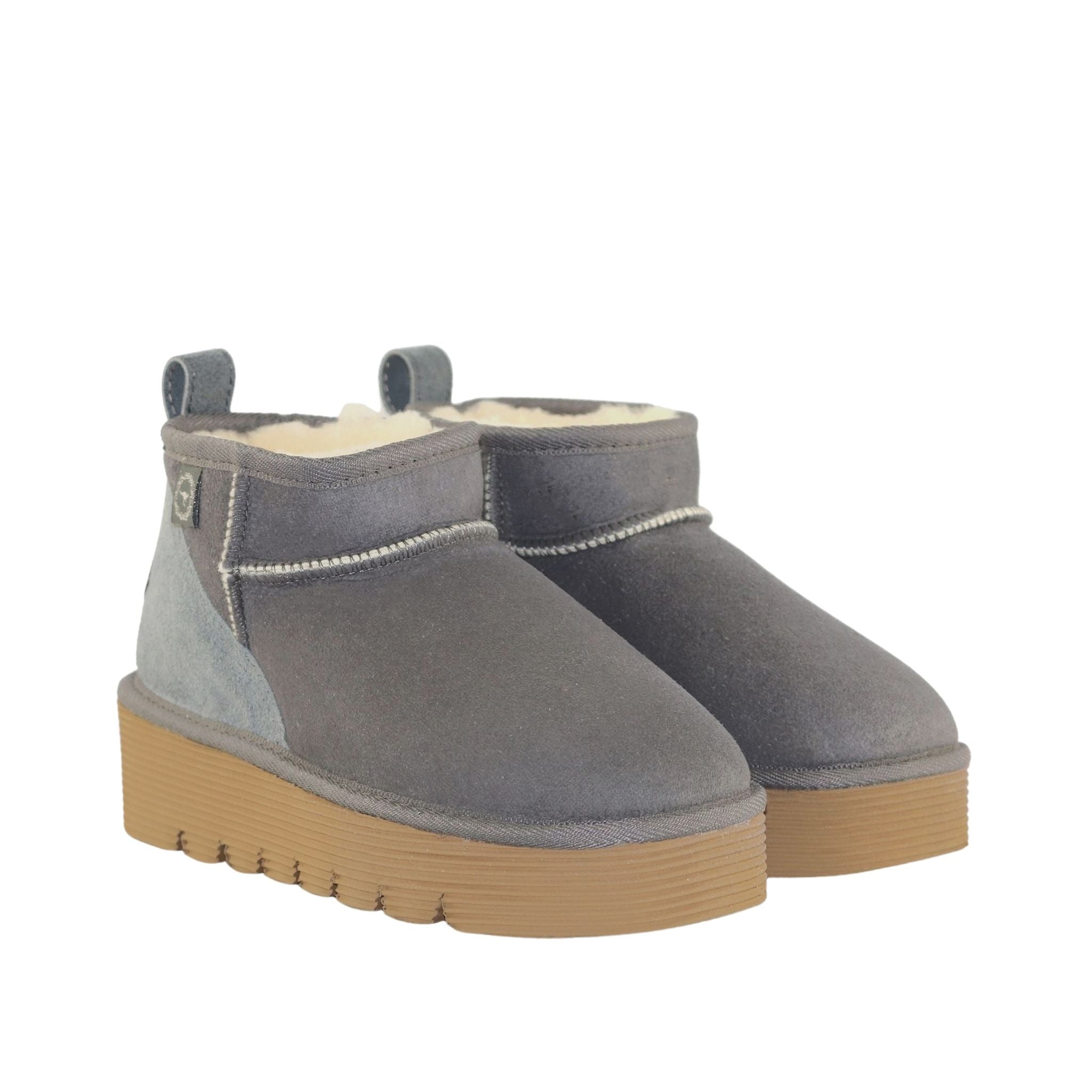 Sheepskins Downunder Platform Ultra Grey Pairs Front Womens Australian Made Sheepskin UGG Boot