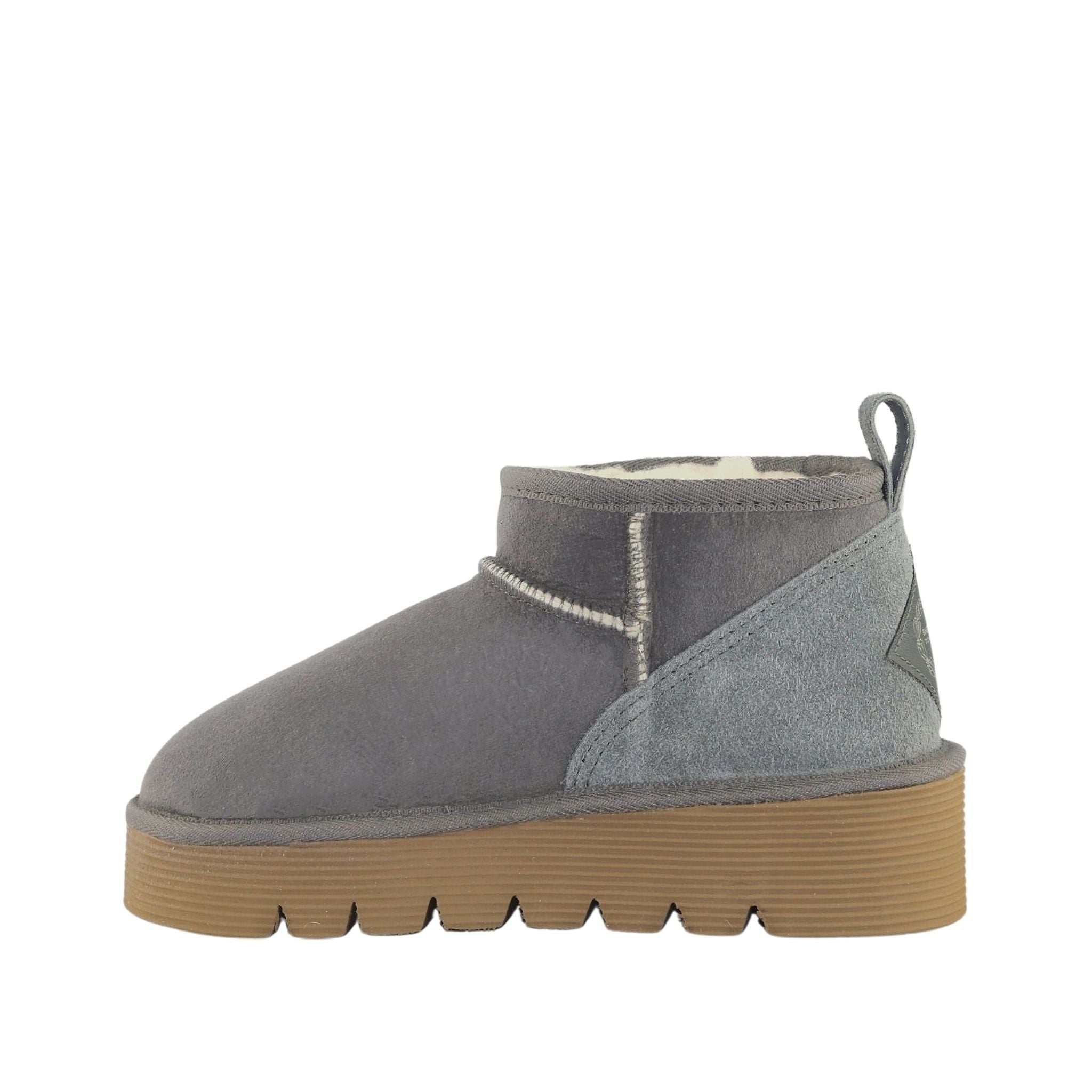 Sheepskins Downunder Platform Ultra Grey Side Inner Womens Australian Made Sheepskin UGG Boot