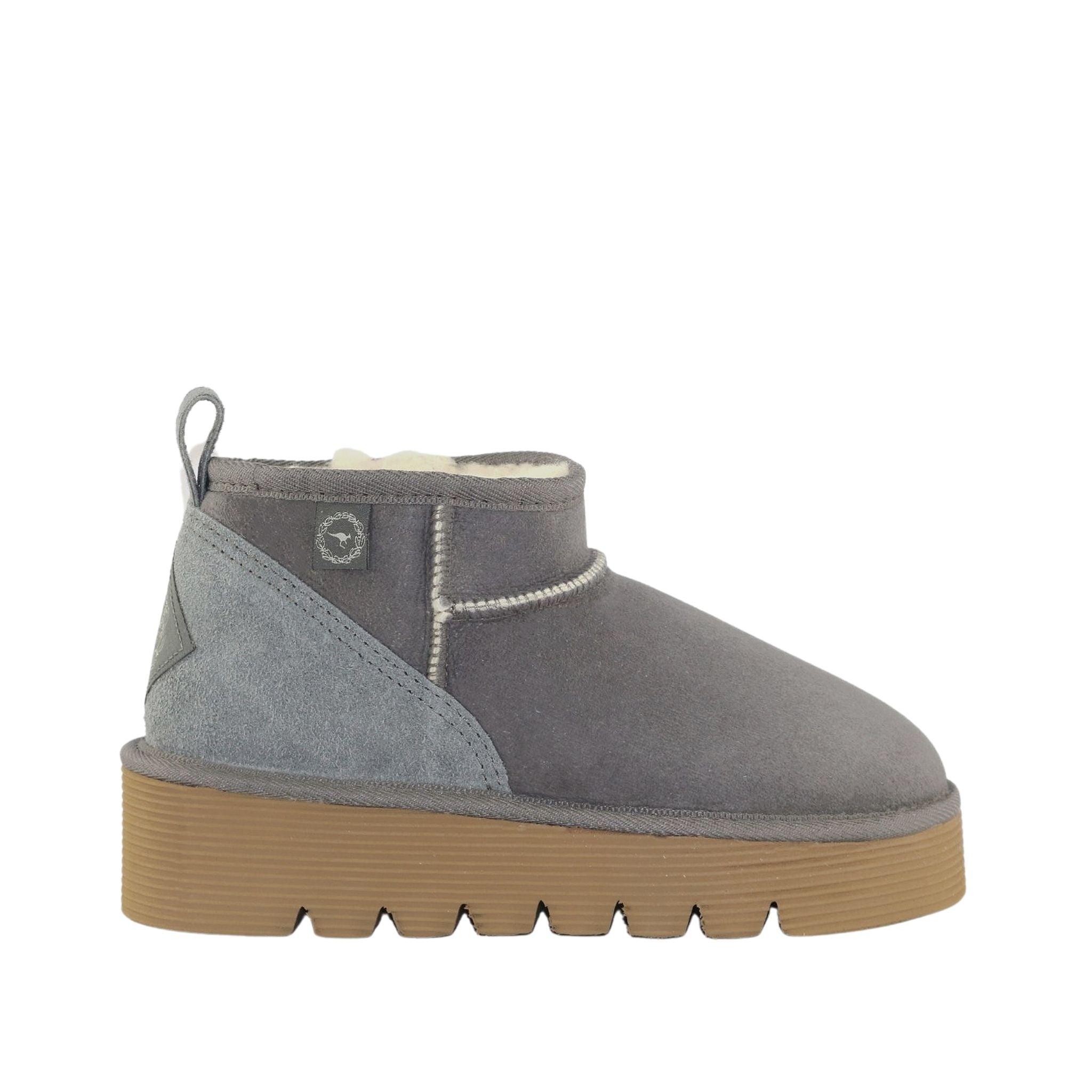 Sheepskins Downunder Platform Ultra Grey Side Womens Australian Made Sheepskin UGG Boot