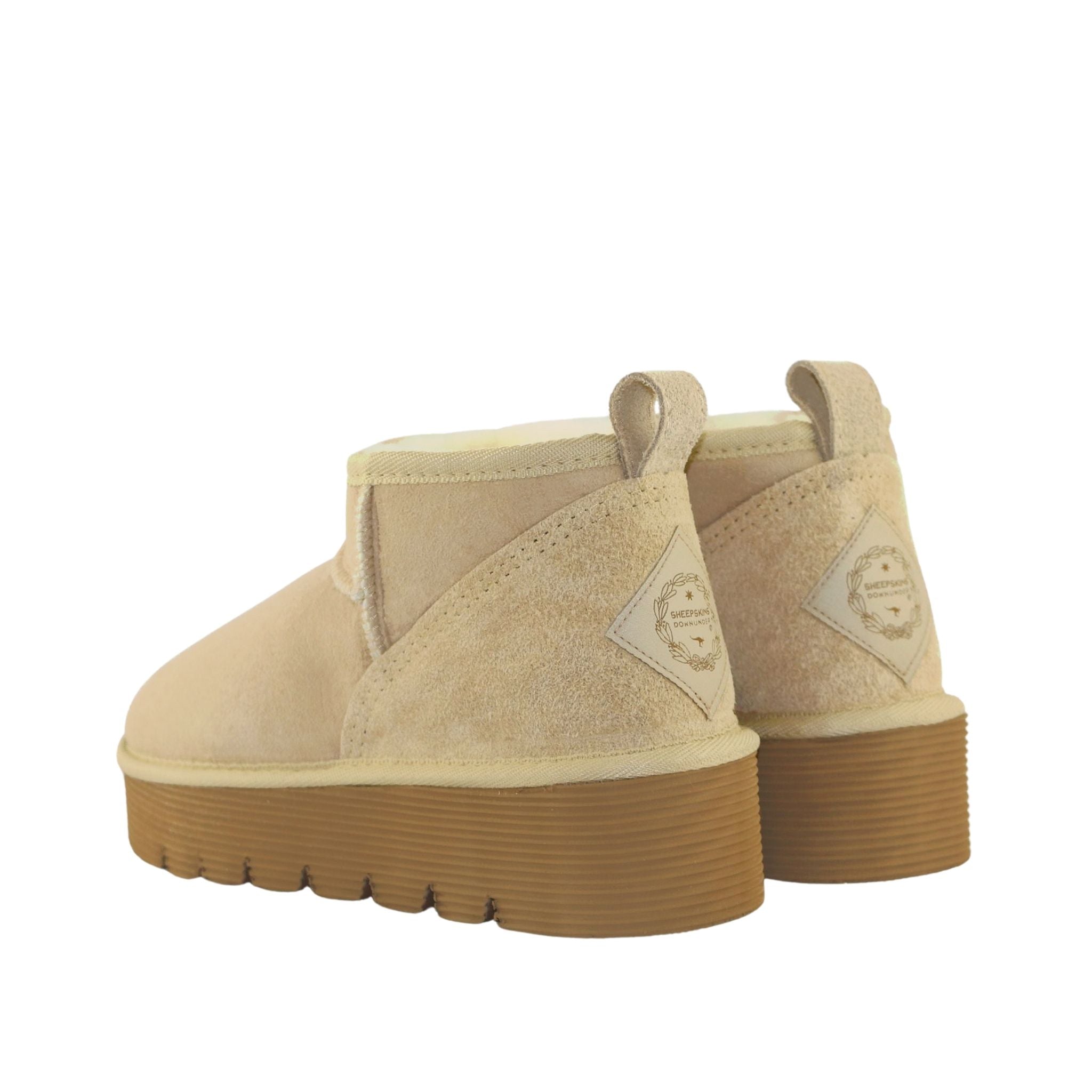 Sheepskins Downunder Platform Ultra Sand Pairs Back Womens Australian Made Sheepskin UGG Boot