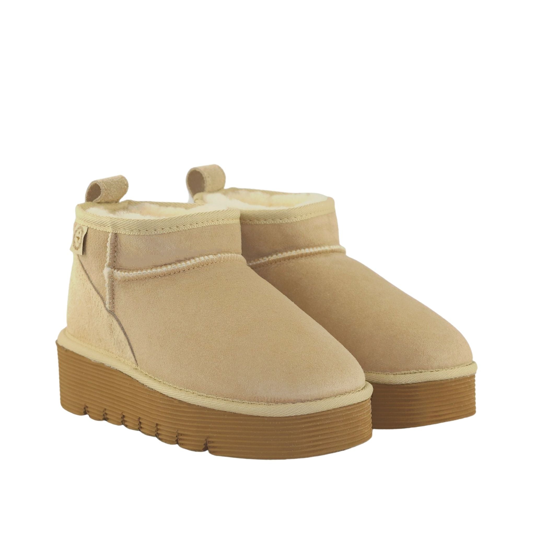 Sheepskins Downunder Platform Ultra Sand Pairs Front Womens Australian Made Sheepskin UGG Boot