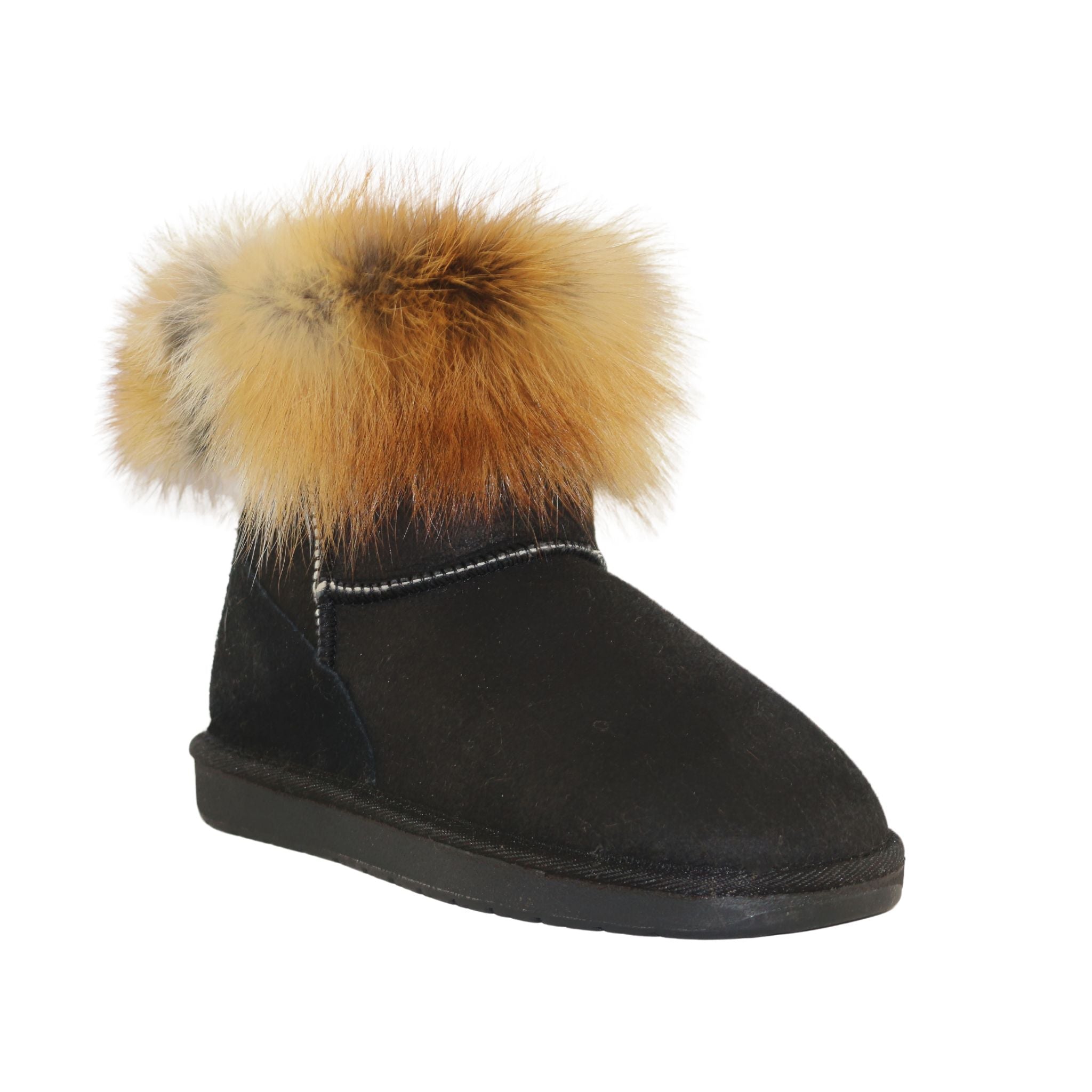 Sheepskins Downunder Premium Fox Mini Black Front 120 Womens Australian Made Sheepskin UGG Boot