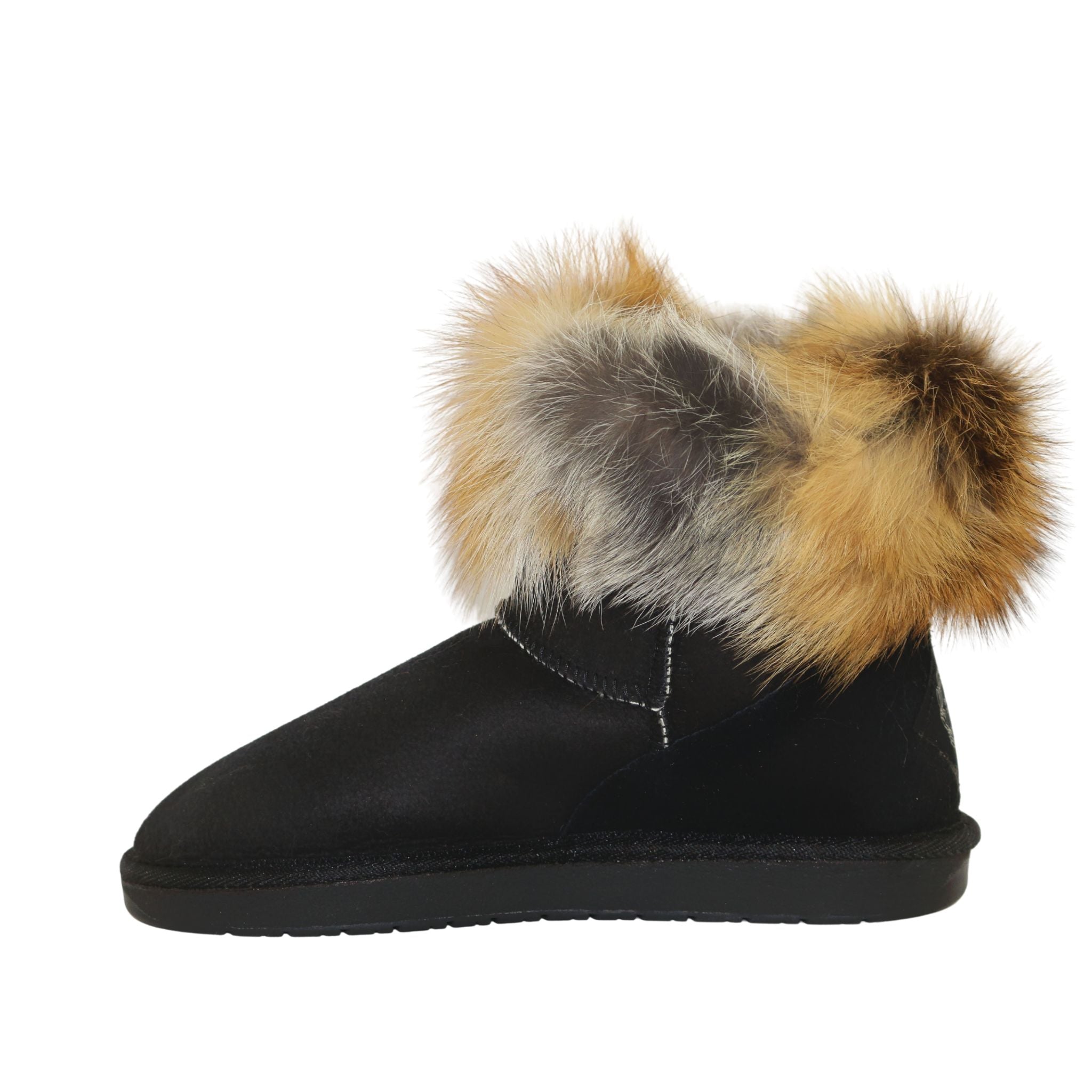 Sheepskins Downunder Premium Fox Mini Black Side Inner Womens Australian Made Sheepskin UGG Boot