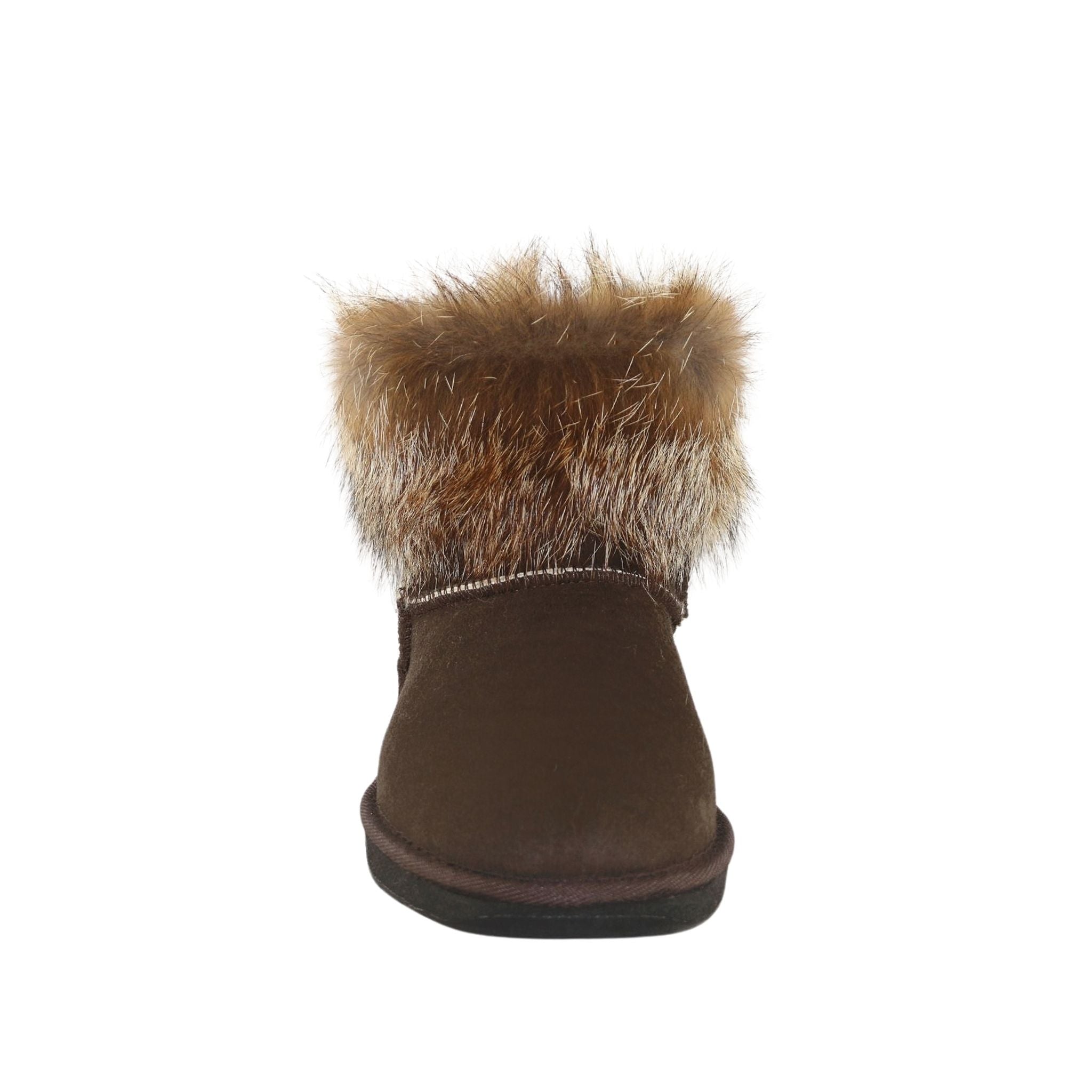 Sheepskins Downunder Premium Fox Mini Chocolate Front Womens Australian Made Sheepskin UGG Boot