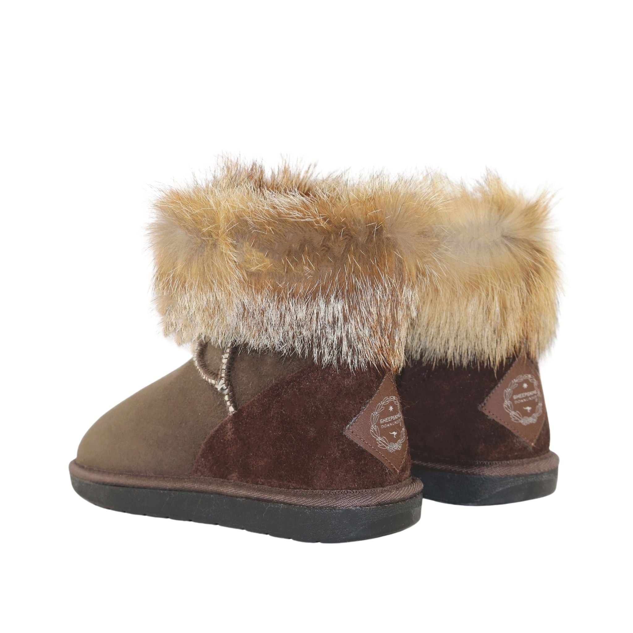 Sheepskins Downunder Premium Fox Mini Chocolate Pairs Back Womens Australian Made Sheepskin UGG Boot