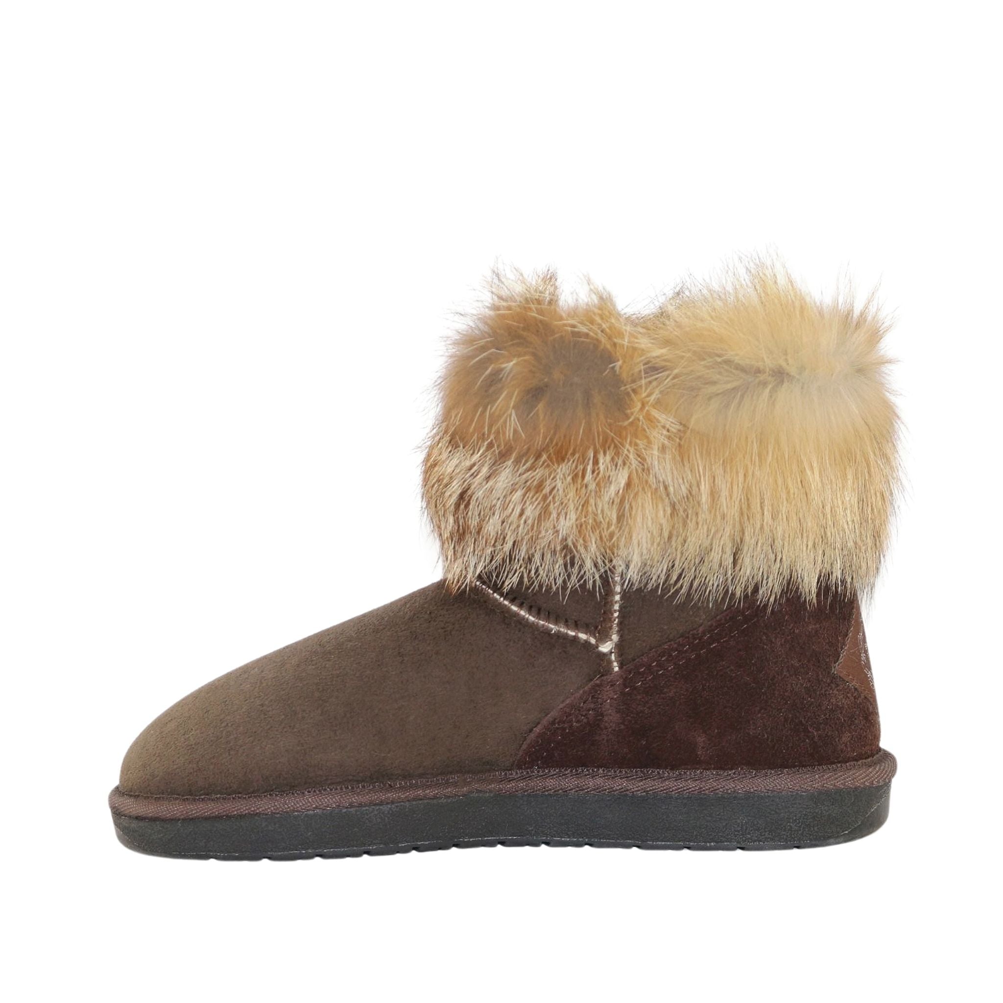 Sheepskins Downunder Premium Fox Mini Chocolate Side Inner Womens Australian Made Sheepskin UGG Boot