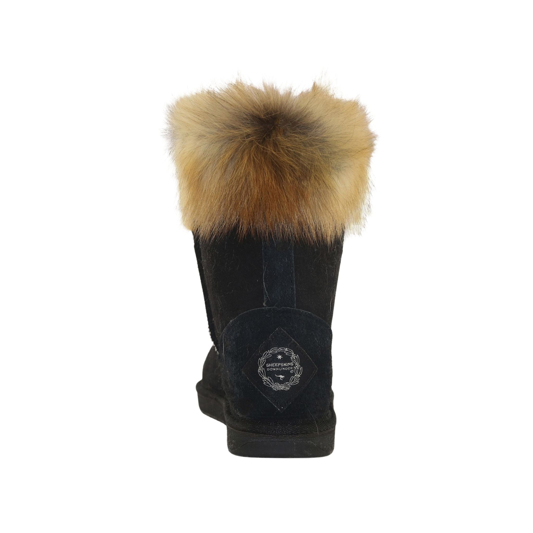 Sheepskins Downunder Premium Fox Short Black Back Womens Australian Made Sheepskin UGG Boot