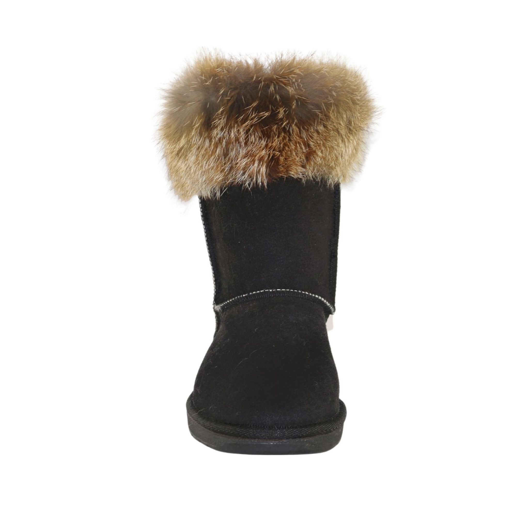 Sheepskins Downunder Premium Fox Short Black Front Womens Australian Made Sheepskin UGG Boot