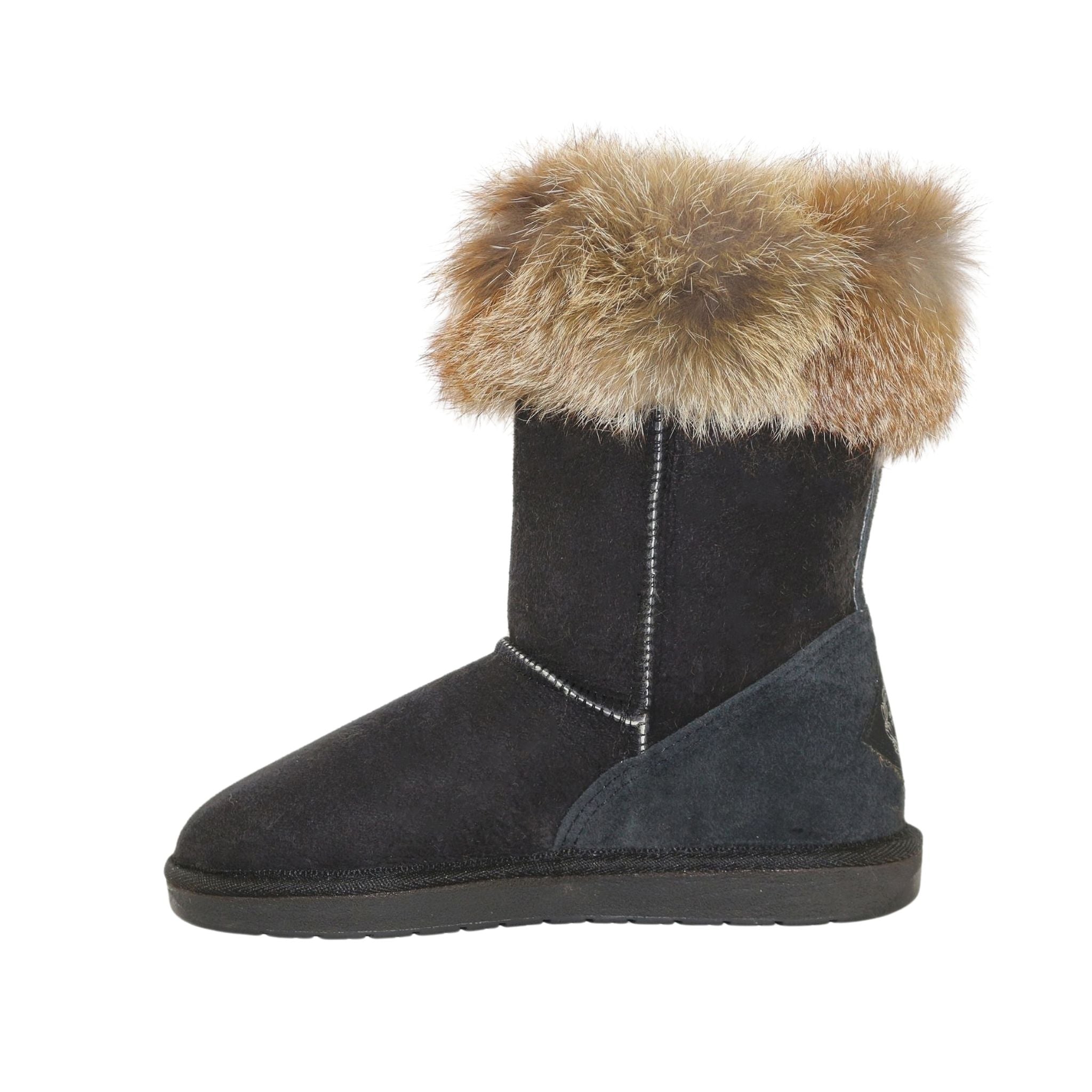 Sheepskins Downunder Premium Fox Short Black Side Inner Womens Australian Made Sheepskin UGG Boot