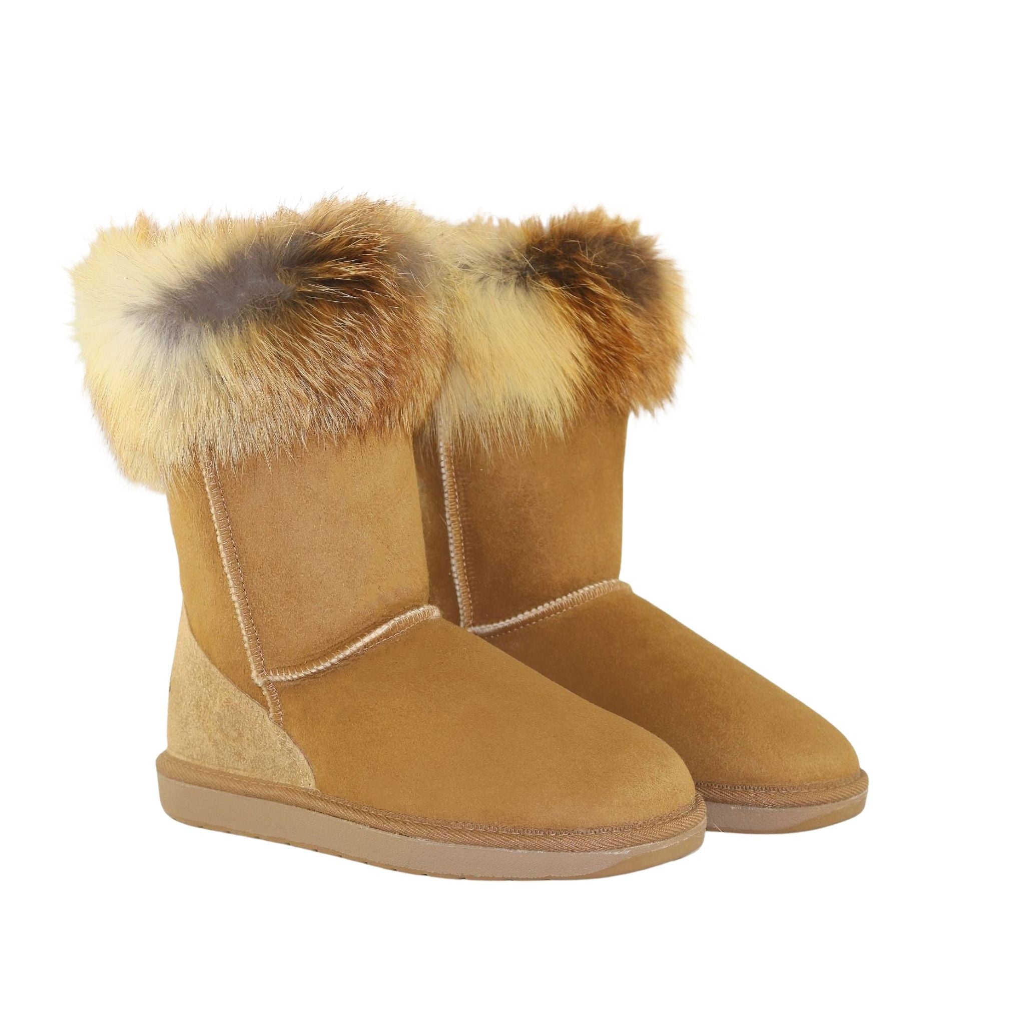 Sheepskins Downunder Premium Fox Short Chestnut Pairs Front Womens Australian Made Sheepskin UGG Boot