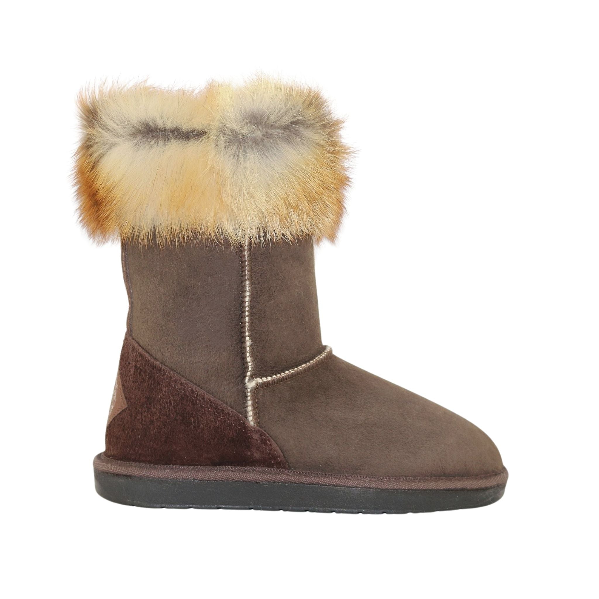 Sheepskins Downunder Premium Fox Short Chocolate Side Womens Australian Made Sheepskin UGG Boot
