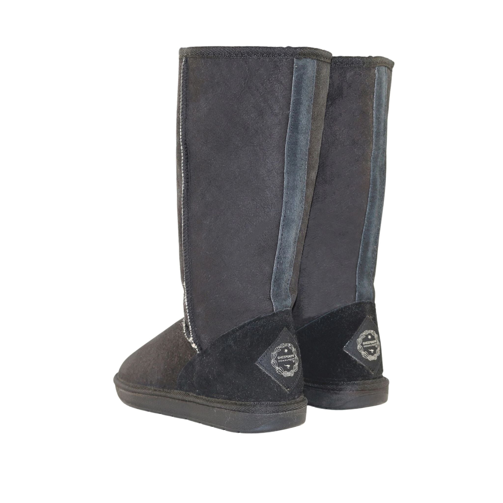 Sheepskins Downunder Premium Long Black Pairs Back Mens Australian Made Sheepskin UGG Boot