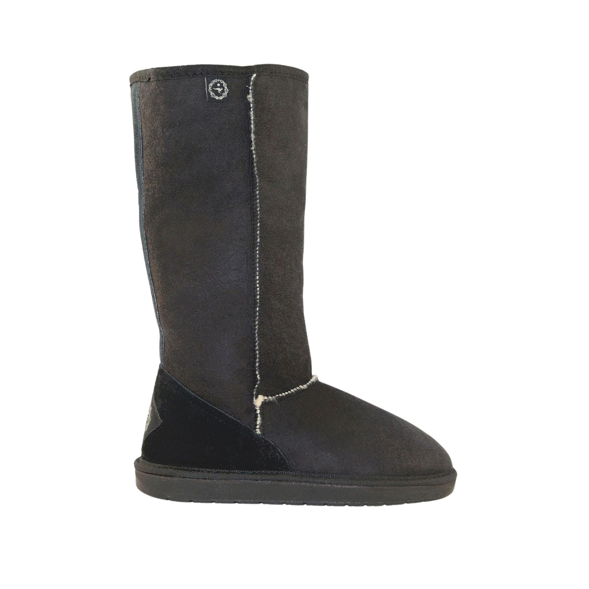 Sheepskins Downunder Premium Long Black Side Mens Australian Made Sheepskin UGG Boot