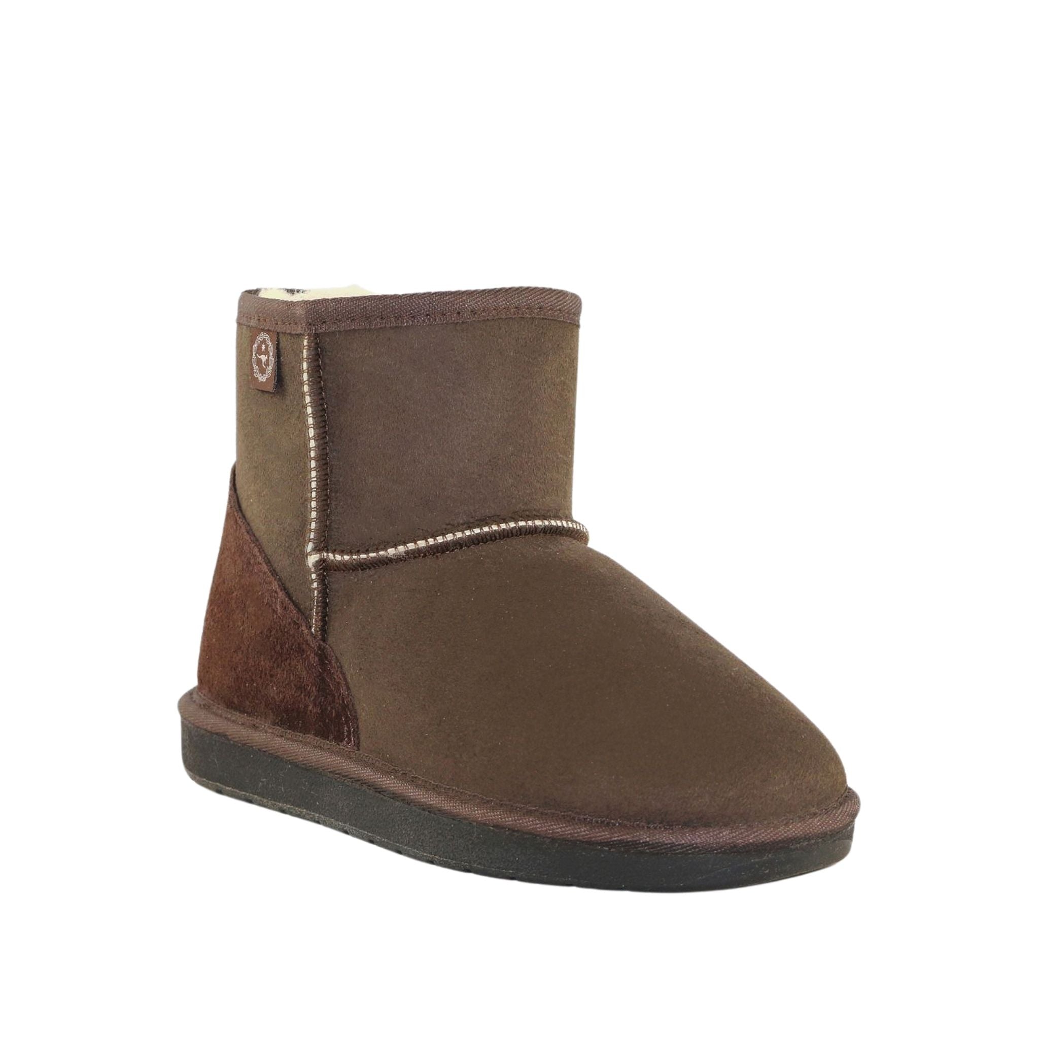 Sheepskins Downunder Premium Mini Chocolate Front 120 Womens Australian Made Sheepskin UGG Boot