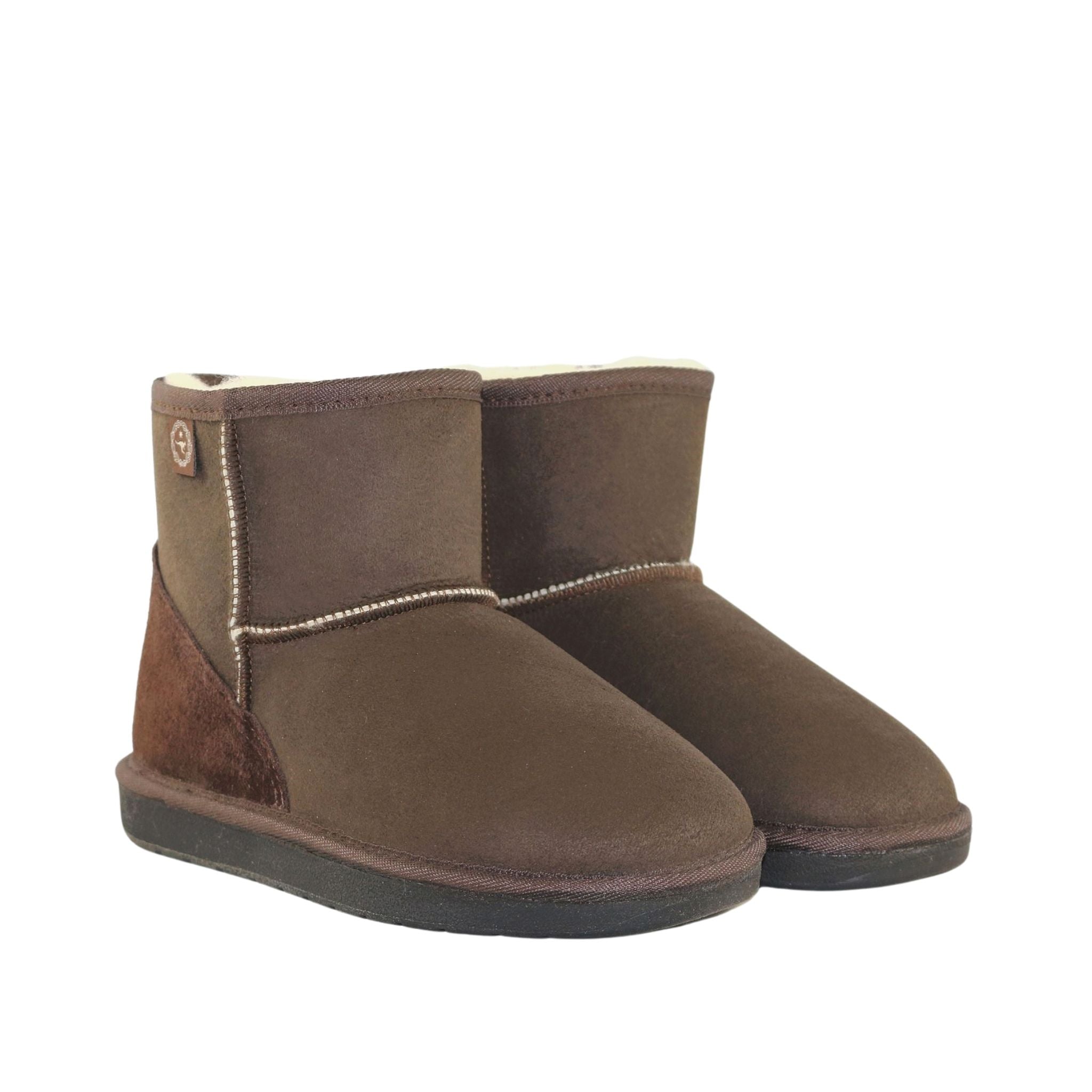 Sheepskins Downunder Premium Mini Chocolate Pairs Front Mens Australian Made Sheepskin UGG Boot
