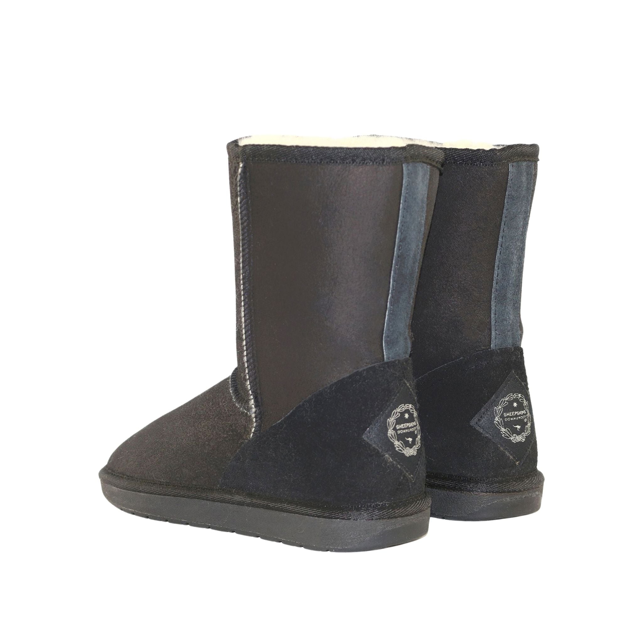 Sheepskins Downunder Premium Short Black Pairs Back Mens Australian Made Sheepskin UGG Boot