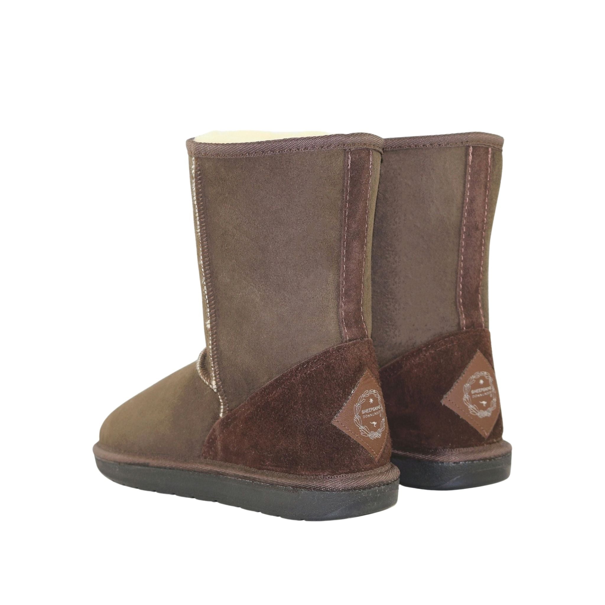 Sheepskins Downunder Premium Short Chocolate Pairs Back Womens Australian Made Sheepskin UGG Boot